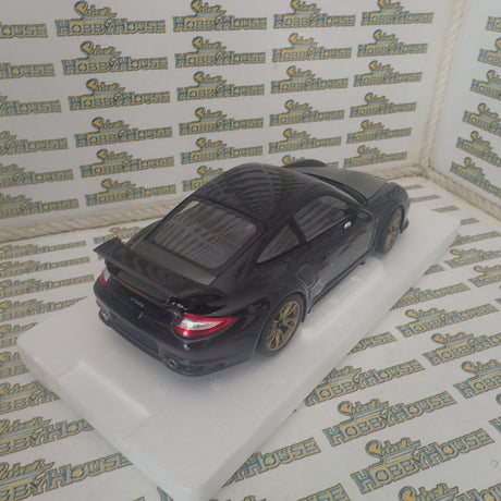MINICHAMPS 100 069402 - 1/18 SCALE Diecast PORSCHE 911 (997 II) GT2 RS 2011 BLACK W/ GOLD WHEELS