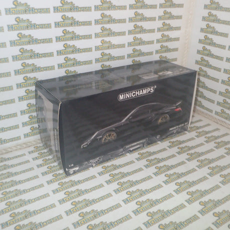 MINICHAMPS 100 069402 - 1/18 SCALE Diecast PORSCHE 911 (997 II) GT2 RS 2011 BLACK W/ GOLD WHEELS