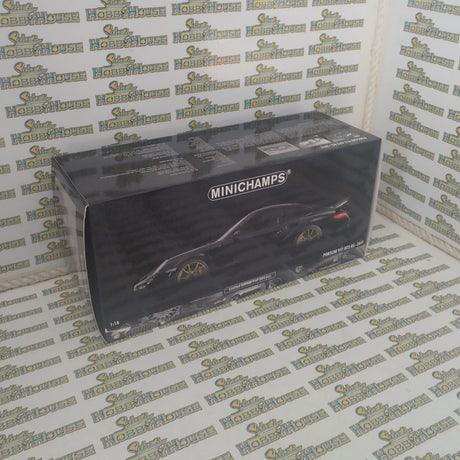 MINICHAMPS 100 069402 - 1/18 SCALE Diecast PORSCHE 911 (997 II) GT2 RS 2011 BLACK W/ GOLD WHEELS