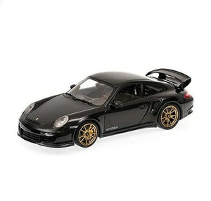 MINICHAMPS 100 069402 - 1/18 SCALE Diecast PORSCHE 911 (997 II) GT2 RS 2011 BLACK W/ GOLD WHEELS