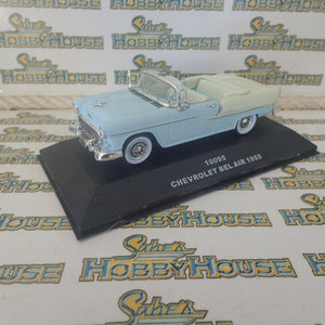 Sunstar 10095 - 1/43 Scale Chevrolet Belair 1955 Open Top Convertible in Light Blue Diecast Scale Model Replica