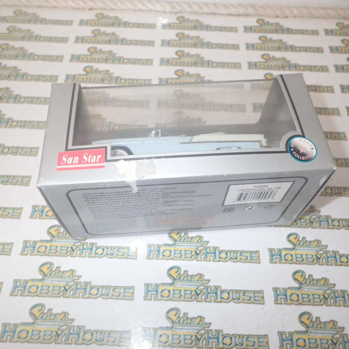 Sunstar 10095 - 1/43 Scale Chevrolet Belair 1955 Open Top Convertible in Light Blue Diecast Scale Model Replica