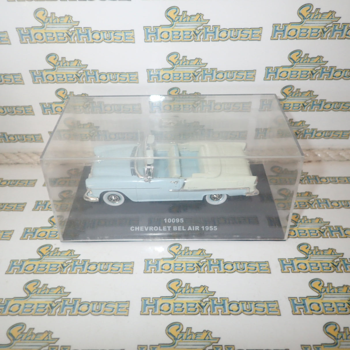 Sunstar 10095 - 1/43 Scale Chevrolet Belair 1955 Open Top Convertible in Light Blue Diecast Scale Model Replica