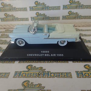 Sunstar 10095 - 1/43 Scale Chevrolet Belair 1955 Open Top Convertible in Light Blue Diecast Scale Model Replica