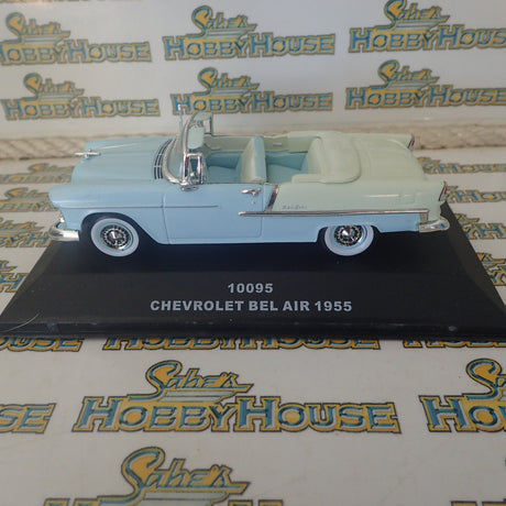 Sunstar 10095 - 1/43 Scale Chevrolet Belair 1955 Open Top Convertible in Light Blue Diecast Scale Model Replica