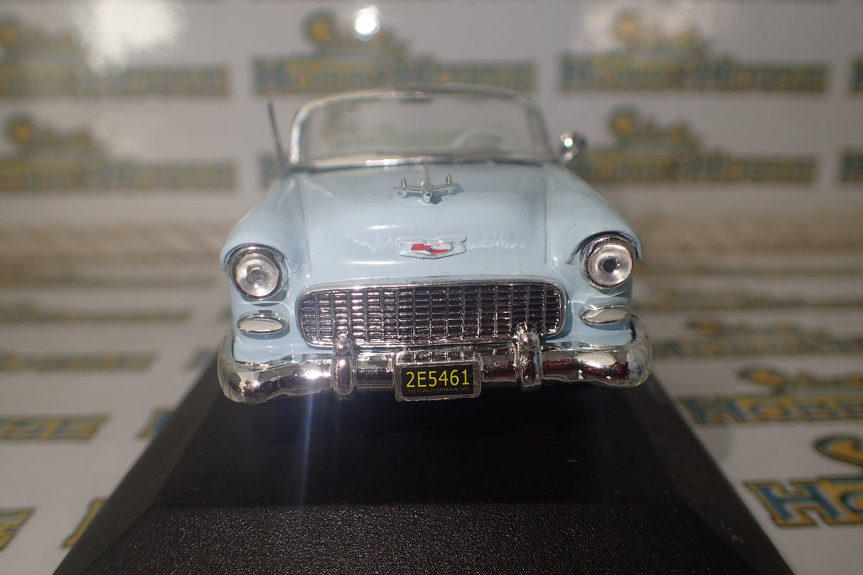 Sunstar 10095 - 1/43 Scale Chevrolet Belair 1955 Open Top Convertible in Light Blue Diecast Scale Model Replica