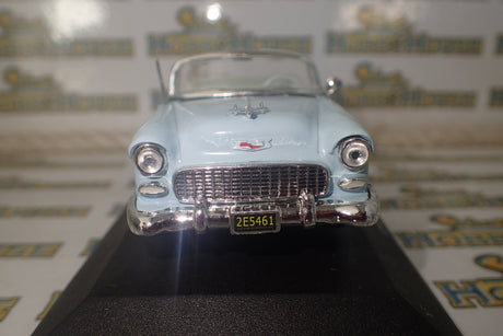 Sunstar 10095 - 1/43 Scale Chevrolet Belair 1955 Open Top Convertible in Light Blue Diecast Scale Model Replica