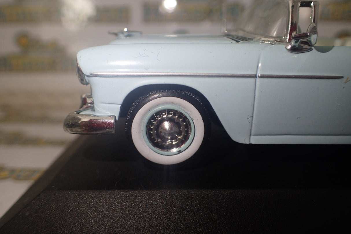 Sunstar 10095 - 1/43 Scale Chevrolet Belair 1955 Open Top Convertible in Light Blue Diecast Scale Model Replica