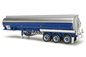 Highway Replicas - 1/64 Scale - Tanker Trailer with Dolly in Blue &amp; White #12991 Diecast Model Replica
