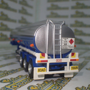 Highway Replicas - 1/64 Scale - #12009 Tanker Road Train in Blue & White Diecast Model Replica