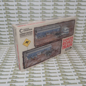 Highway Replicas - 1/64 Scale - #12009 Tanker Road Train in Blue & White Diecast Model Replica