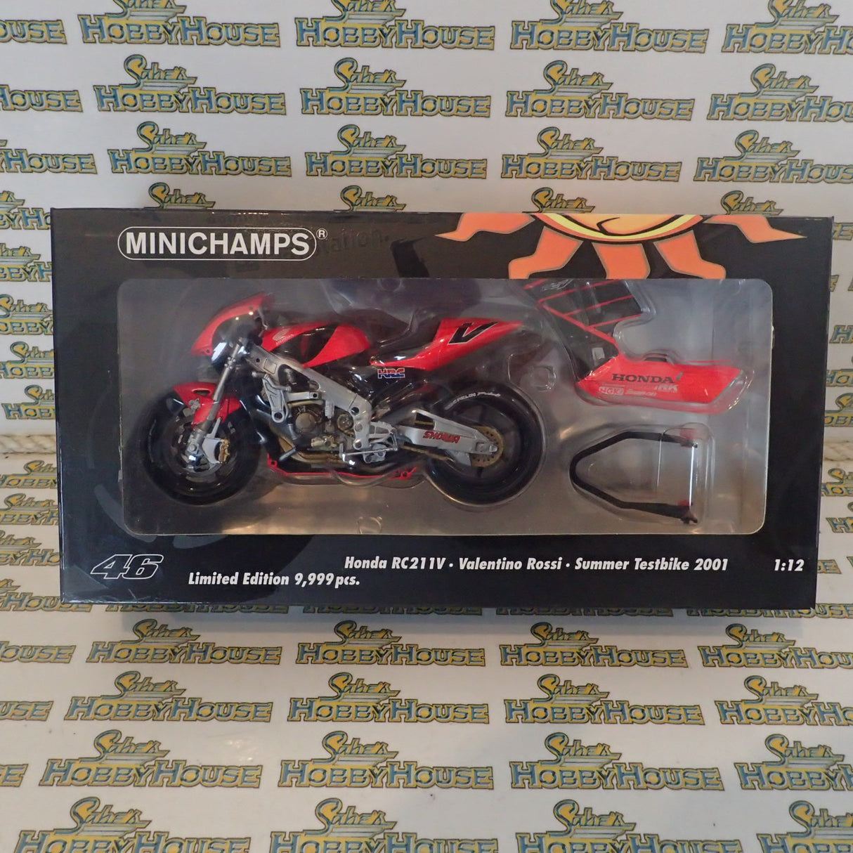 MINICHAMPS 122 017946 1/12 HONDA RC211V V.ROSSI SUMMER TESTBIKE GP 500 2001