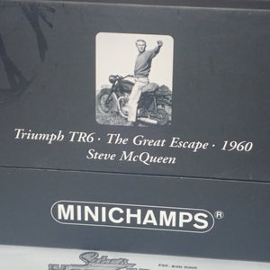 Minichamps 122 133500 - 1:12 Triumph TR6 1955 MOVIE The Great Escape Steve McQueen Scale Model Replica