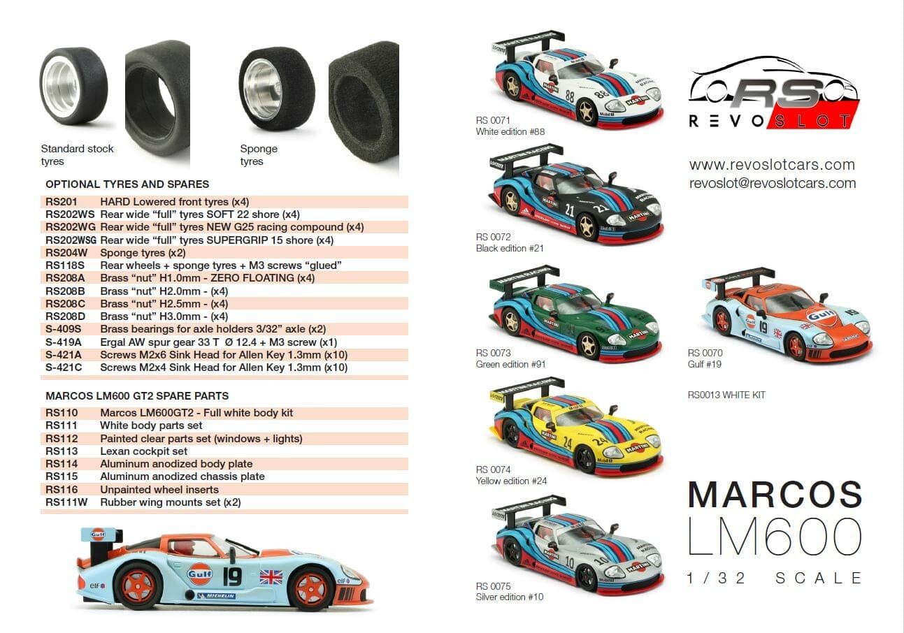 Revo Slot – 1/32 Scale – RS0073 MARCOS LM600 MARTINI GREEN #91