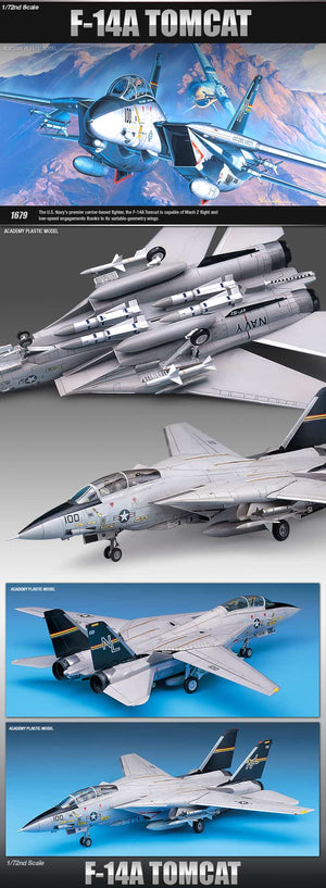 Academy - 1/72 Scale U.S. Navy Swing-Wing Fighter F-14A Plastic Model Kit