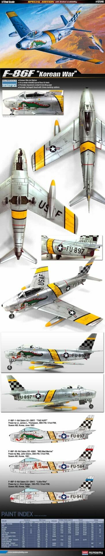 Academy 12546- 1/72 Scale F-86F "Korean War" Plastic Model Kit