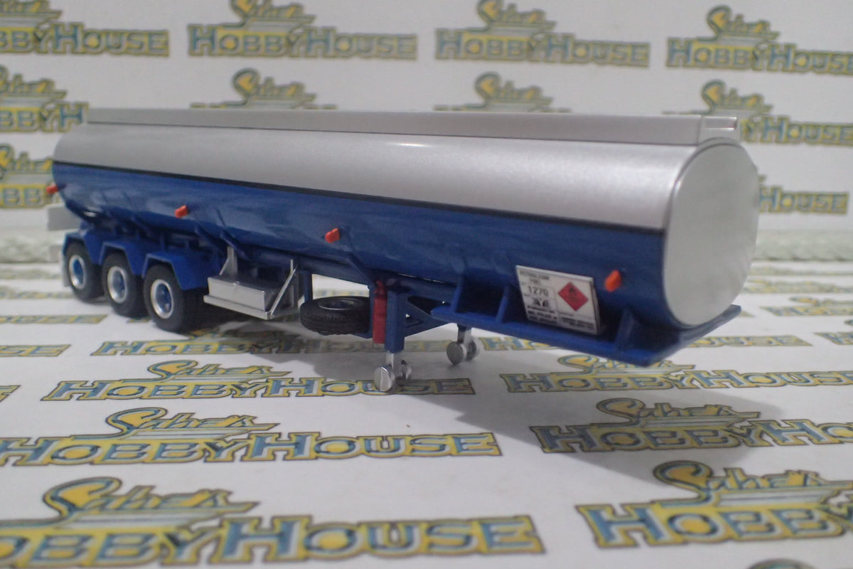 Highway Replicas 12991 - 1/64 Scale - Tanker Trailer with Dolly in Blue &  White  Diecast Model Replica