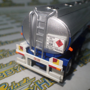 Highway Replicas 12991 - 1/64 Scale - Tanker Trailer with Dolly in Blue &  White  Diecast Model Replica