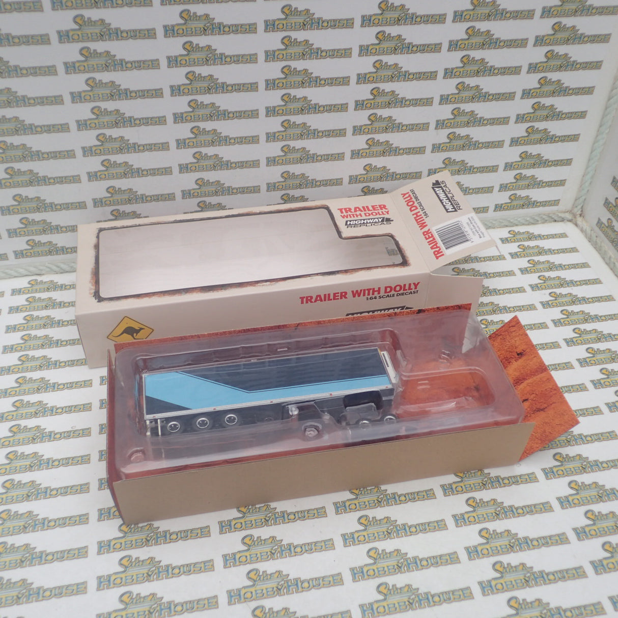 Highway Replicas 12995 - 1/64 Scale Trailer with Dolly Blue with Cyan Stripes Diecast Model Replica