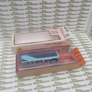 Highway Replicas 12995 - 1/64 Scale Trailer with Dolly Blue with Cyan Stripes Diecast Model Replica