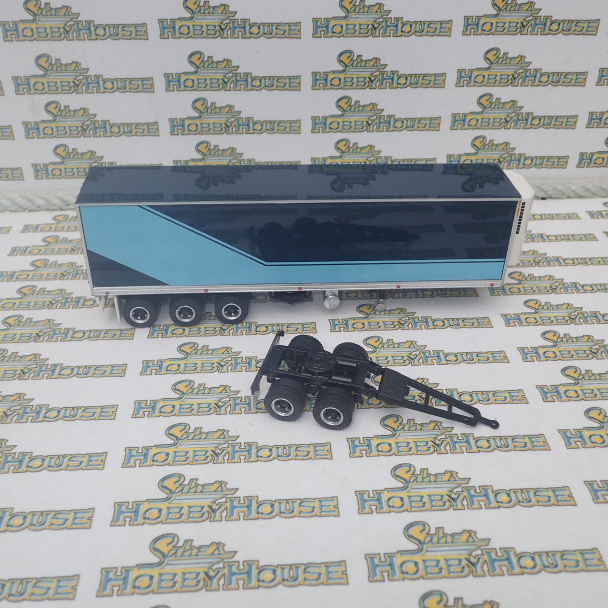 Highway Replicas 12995 - 1/64 Scale Trailer with Dolly Blue with Cyan Stripes Diecast Model Replica