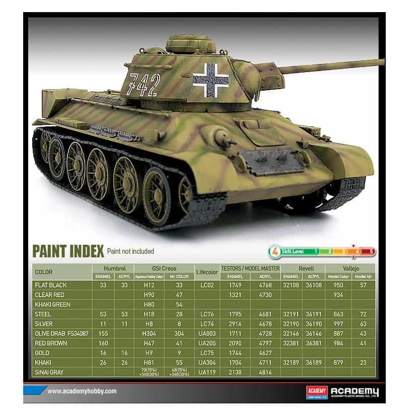 Academy - 1/35 Scale German T-34/76 747(r) Plastic Model Kit