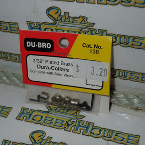 Dubro 138 - 3/32" Plated Brass Dura-Collars Complete with Allen Wrench