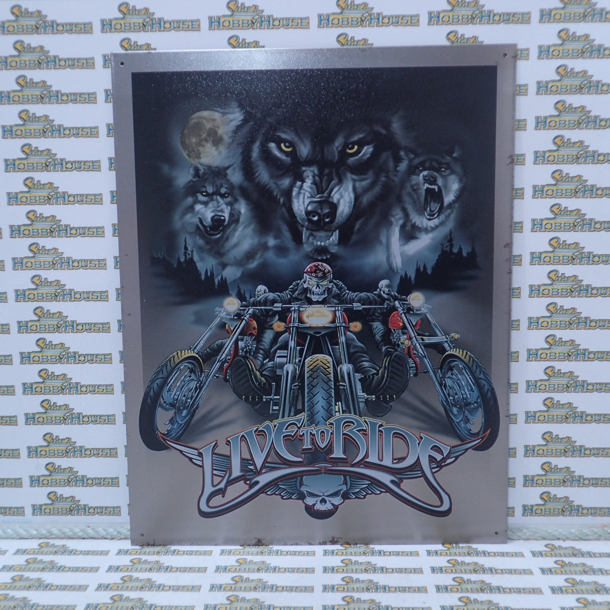 Tin Sign 1442 – Live to Ride w/Wolves