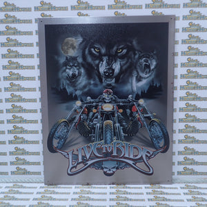 Tin Sign 1442 – Live to Ride w/Wolves