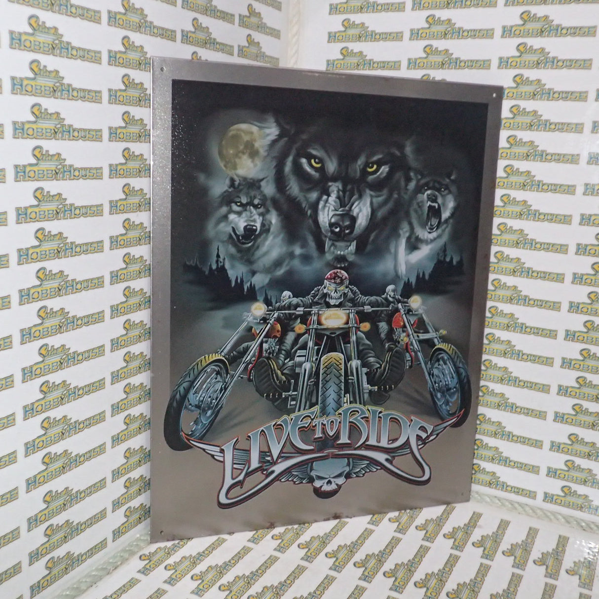 Tin Sign 1442 – Live to Ride w/Wolves