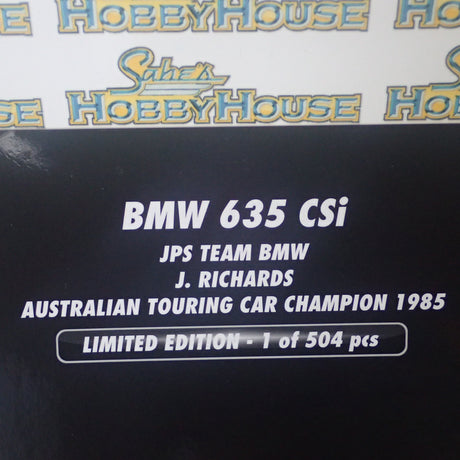 Minichamps 155 852562 - 1/18 Scale bmw 635 csI JPS Team BMW J Richards ATCC 1985 Limited to only 504 Pcs