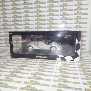 Minichamps 155 025030 - 1/18 Scale - 1936 BMW 328 in Silver Diecast Scale Model Replica