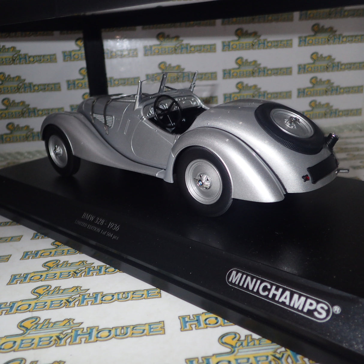Minichamps 155 025030 - 1/18 Scale - 1936 BMW 328 in Silver Diecast Scale Model Replica