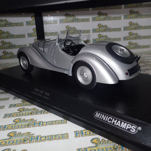 Minichamps 155 025030 - 1/18 Scale - 1936 BMW 328 in Silver Diecast Scale Model Replica
