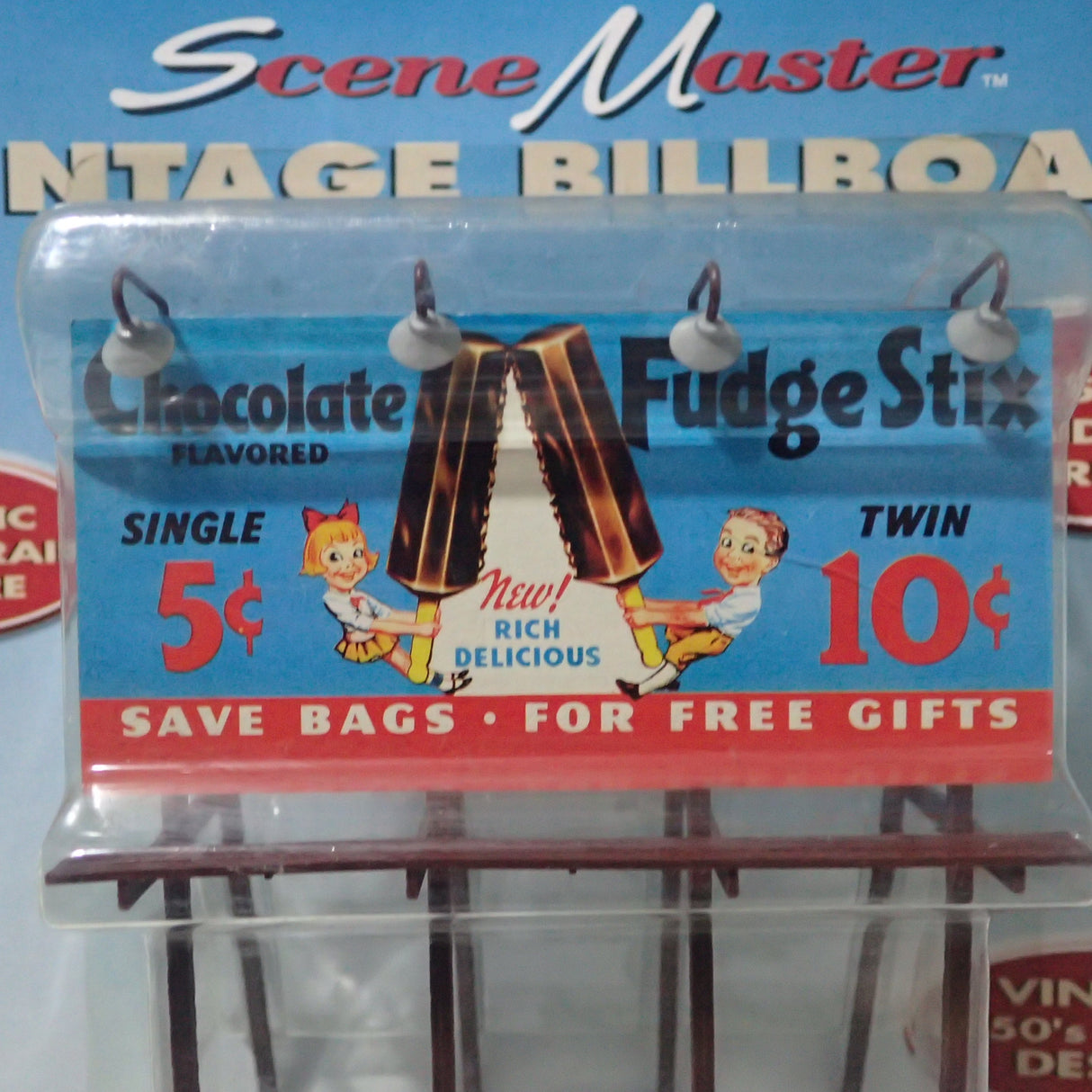 Scene Master HO Scale Vintage Billboard "Chocolate Flavored Fudge Stix"