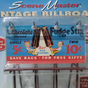 Scene Master HO Scale Vintage Billboard "Chocolate Flavored Fudge Stix"