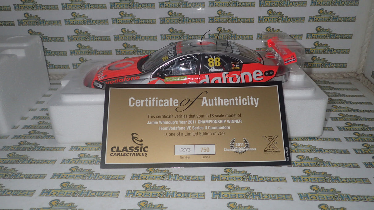Classic Carlectables 18494 - 1/18 Scale Holden VE Series II Commodore Jamie Whinchup 2011 Championship Winner Team Vodafone #88 Diecast Model Replica