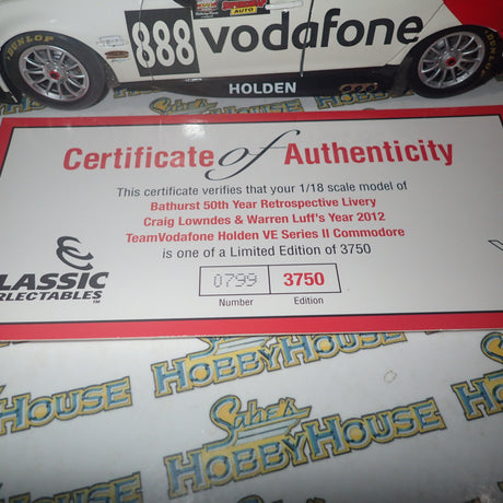 Classic Carlectables 18513 - 1/18 Scale Holden VE Commodore 2012 TeamVodafone Lowndes/Luff Bathurst 50th Retrospective
