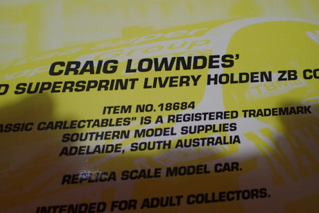 Classic Carlectables 18684 - 1/18 Scale Holden ZB Commodore #888 Craig Lowndes 2018 National Storage Auckland Supersprint Livery Diecast Scale Model Replica