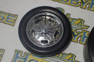 GMP 18841 - 1/18 Scale Chromed Hot Rod Drag Wheel & Tire Pack