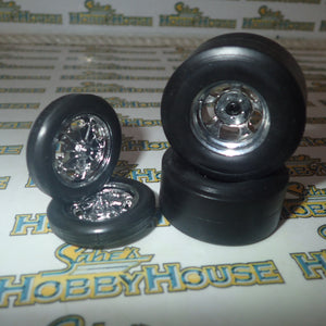 GMP 18841 - 1/18 Scale Chromed Hot Rod Drag Wheel & Tire Pack