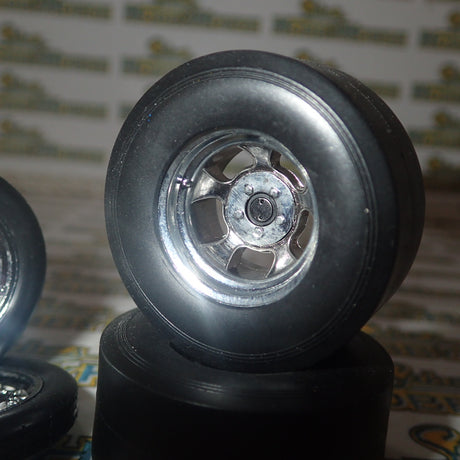 GMP 18841 - 1/18 Scale Chromed Hot Rod Drag Wheel & Tire Pack