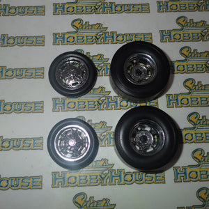 GMP 18841 - 1/18 Scale Chromed Hot Rod Drag Wheel & Tire Pack