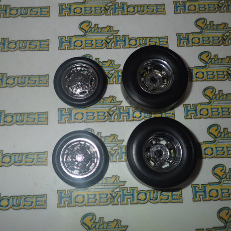 GMP 18841 - 1/18 Scale Chromed Hot Rod Drag Wheel & Tire Pack