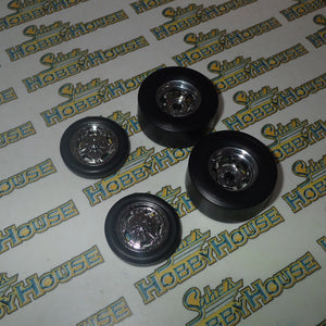 GMP 18841 - 1/18 Scale Chromed Hot Rod Drag Wheel & Tire Pack
