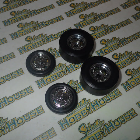 GMP 18841 - 1/18 Scale Chromed Hot Rod Drag Wheel & Tire Pack
