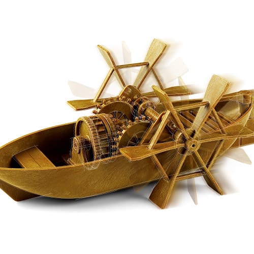 Academy 18130 - Da Vinci Series 2 - Da Vinci Paddleboat Snap Fit Plastic Model Kit