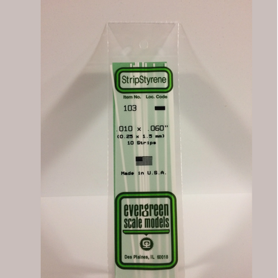 Evergreen Scale Models – Strip Styrene – .010 X .060″ (0.25 X 1.5mm) Opaque White 10x Strips