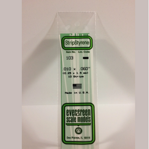 Evergreen Scale Models – Strip Styrene – .010 X .060″ (0.25 X 1.5mm) Opaque White 10x Strips