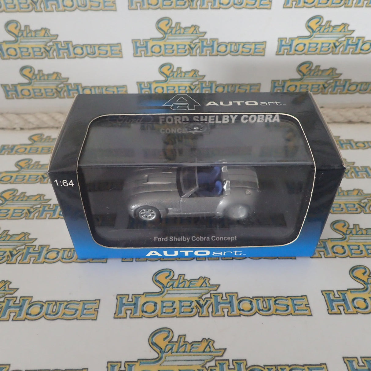 AutoArt 20541 - 1/64 Scale 2004 Ford Shelby Cobra Concept Car in Tungsten Silver w/Grey Diecast Model Replica